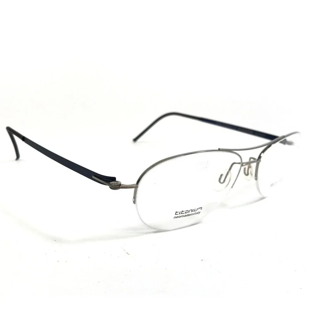 Blackfin Eyeglasses Frames X1 COL.216 Blue Black Silver Round Half Rim 54-14-145